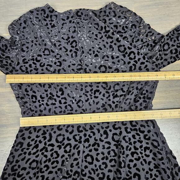 Boden Velvet Burnout Leopard Midi Dress Keyhole Neck Long Sleeve Black 8 Silk - Picture 10 of 11